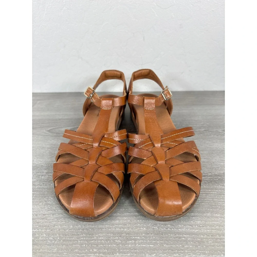 Pikolinos Womens Navia Leather Strappy Sandals Brown Caged Flat Shoes Size 38